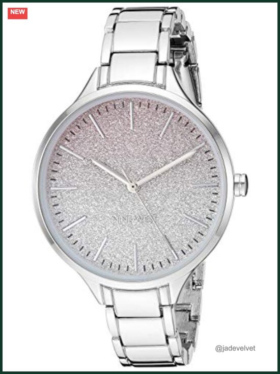 Nine West Women\'s Bracelet Watch - Silver-Tone Glitter Ombre Dial, Mineral main image 5